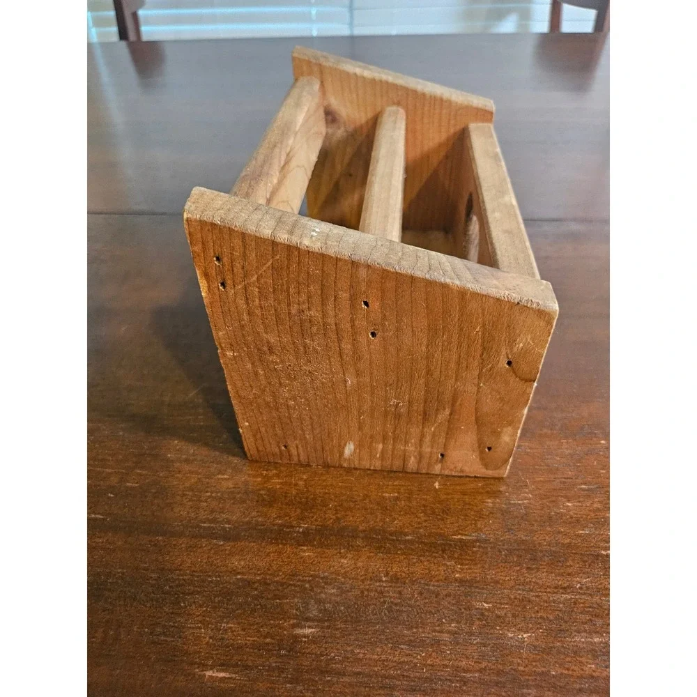 Wooden Mail Organizer Box Brown Heart Cutout Rustic